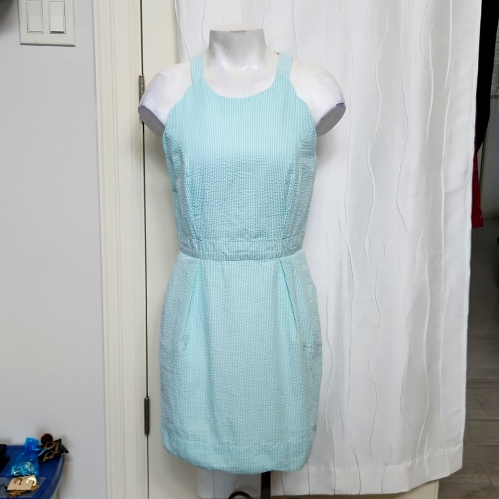 Lauren James Landry Seersucker Scalloped Mint Green Dress